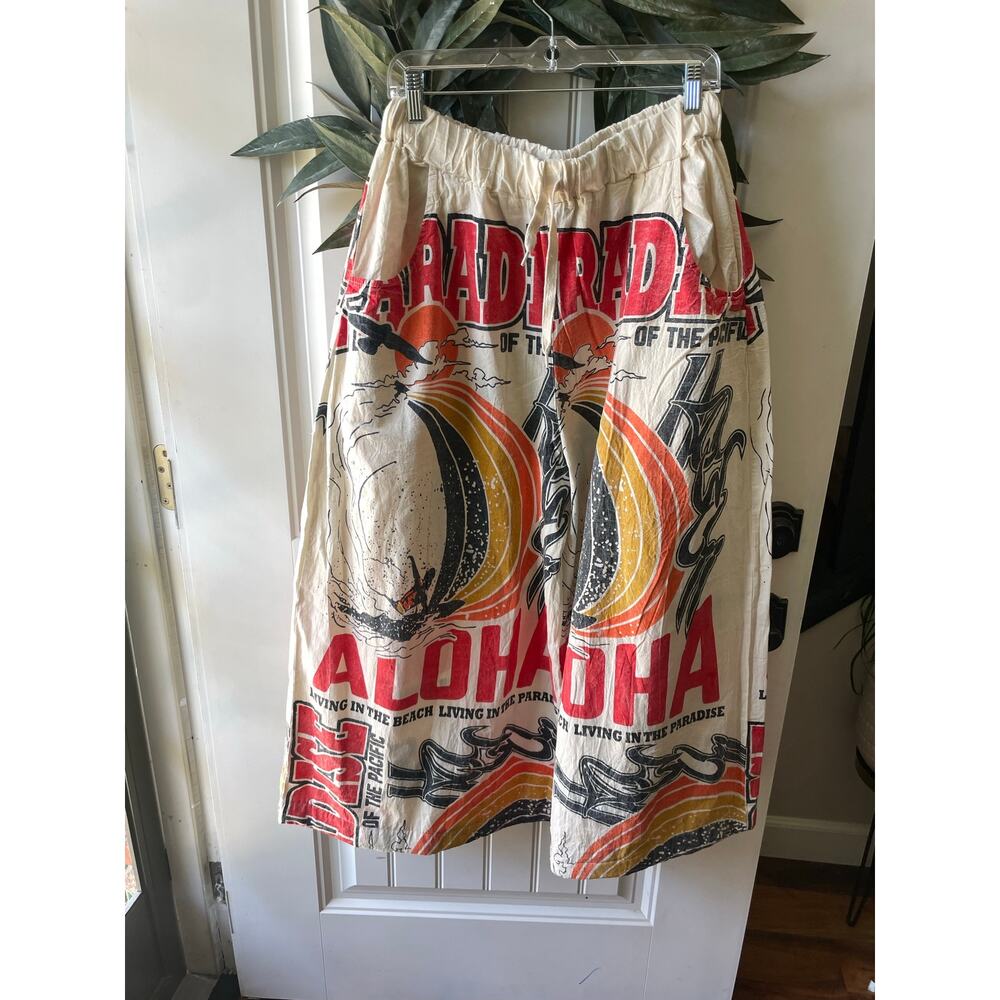 vintage sack wide leg aloha pants one size
